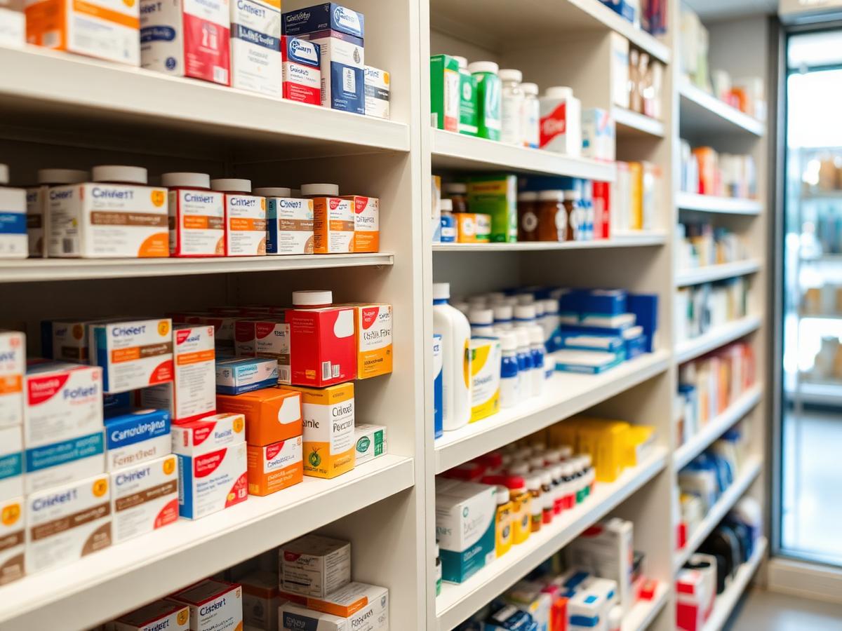 Prateleiras de medicamentos